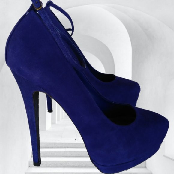 STEVE MADDEN 7.5 M VIOLET BLUE PURPLE SUEDE LEATHER PLATFORM STILETTO HEELS - Picture 5 of 17